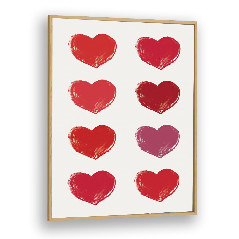 Hearts Fashion Art Artwork in Oak Wood Plain Frame