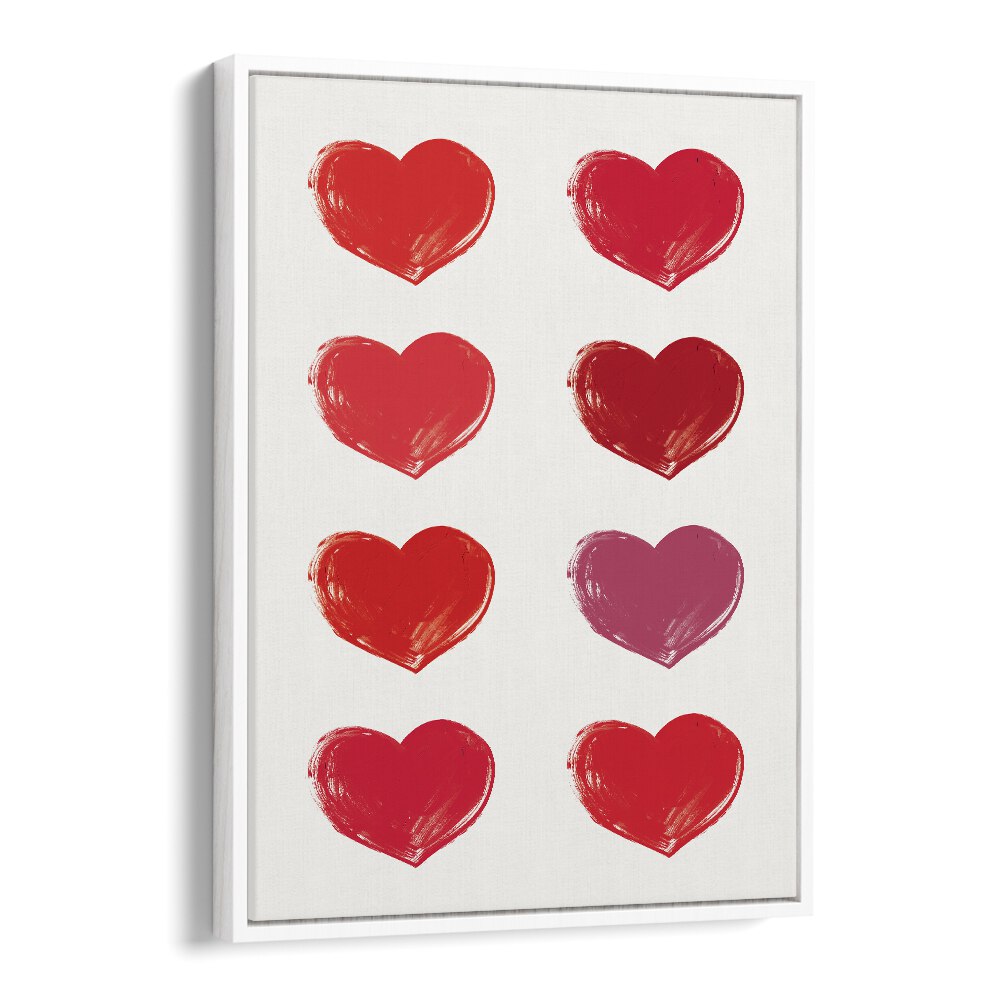 Hearts Fashion art painting Artwork in White Floater Frame