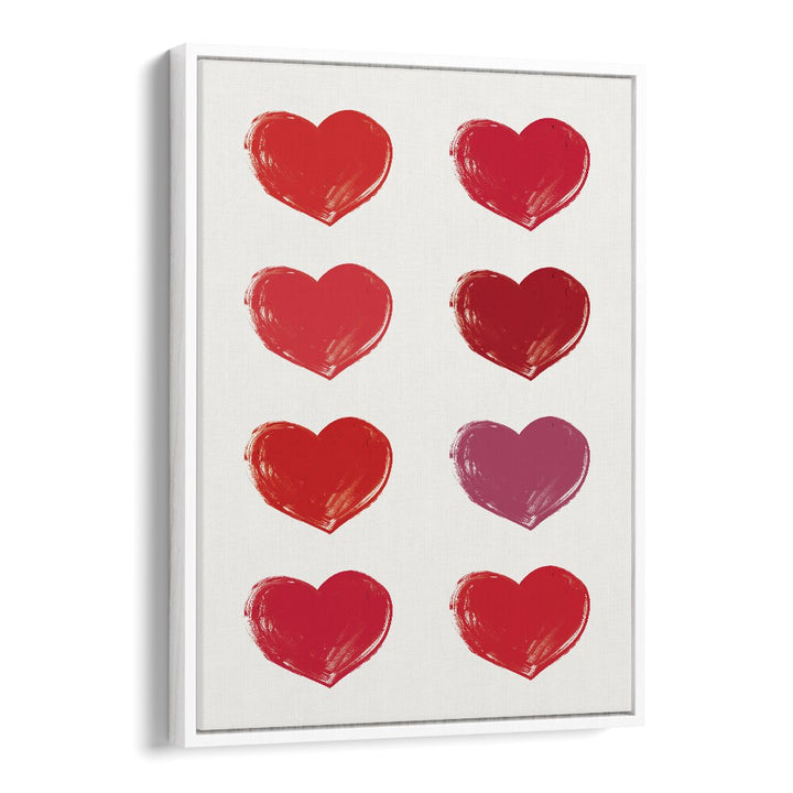 Hearts Fashion art painting Artwork in White Floater Frame