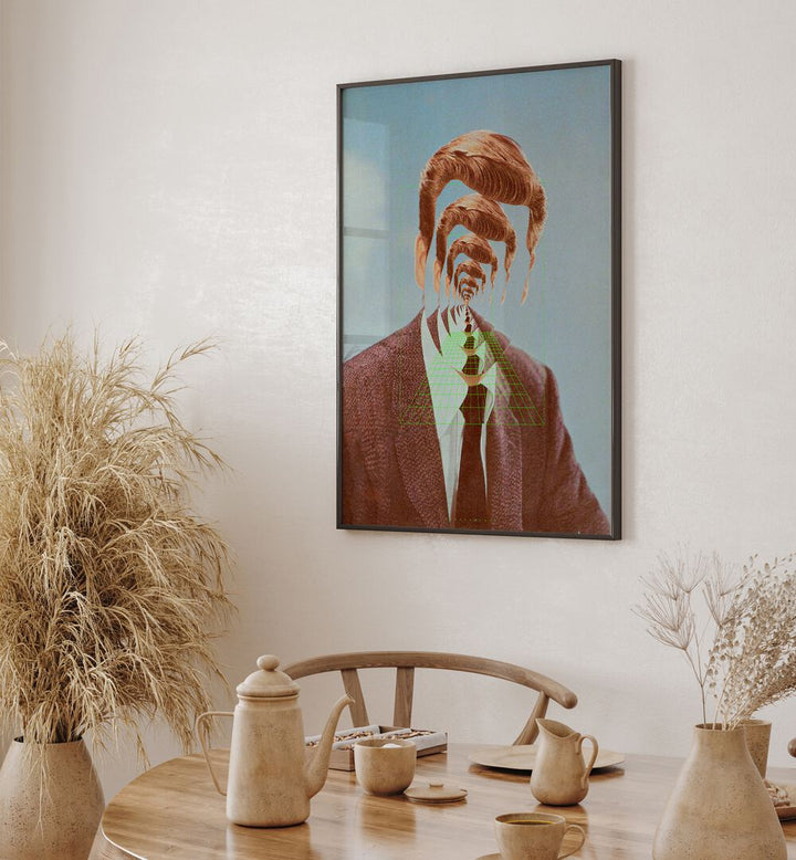 Stunning HELLO M, SURREAL ART PRINTS featuring a man in a tie and intricate modern surrealism design for your decor.