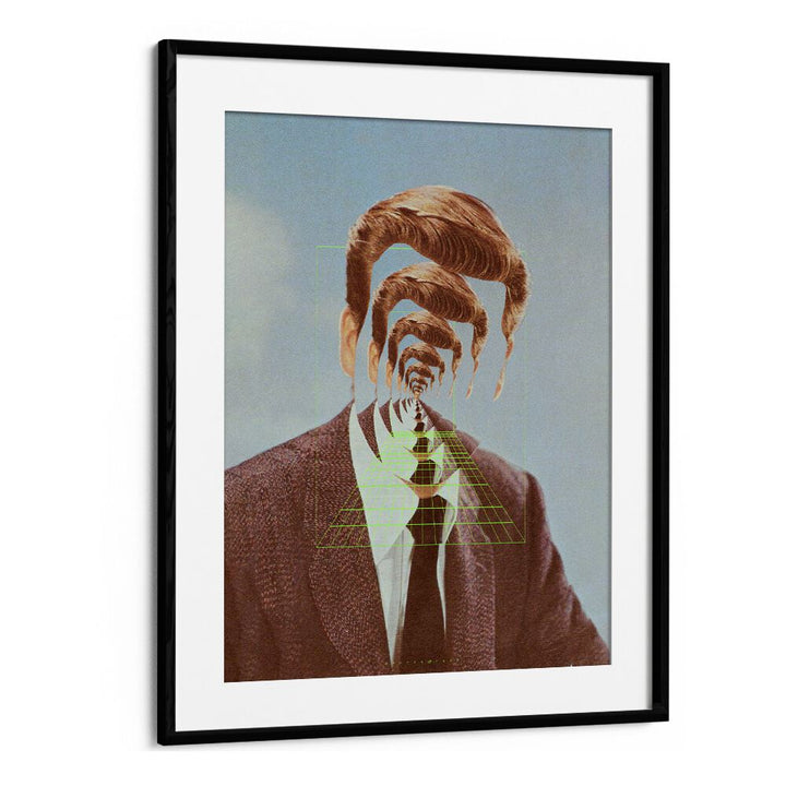 Modern surrealism comes alive with HELLO M, SURREAL ART PRINTS, featuring a mesmerizing man in a tie design.