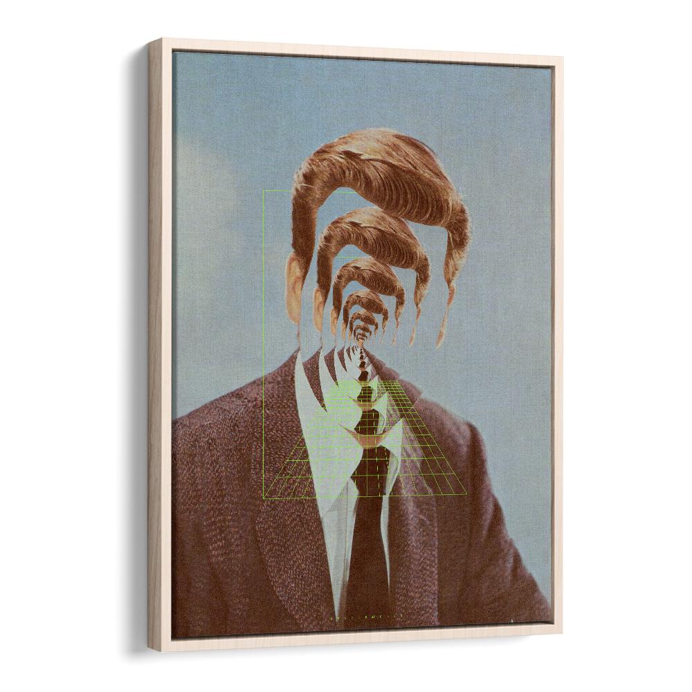 HELLO M, SURREAL ART PRINTS showcase a captivating modern surrealism piece with a man in a tie and intricate designs.
