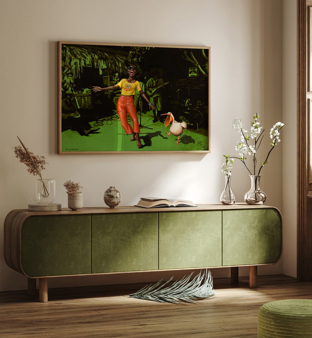 Transform your space with "Hit the Road Jack," vibrant African art paintings by Christian Beijer. Perfect for any decor!