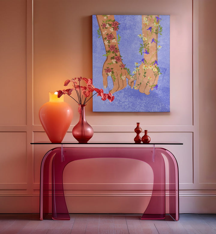 "Stylish HOLDING HANDS, FASHION POSTERS artwork by Raissa Oltmanns, enhancing any modern space with elegance."