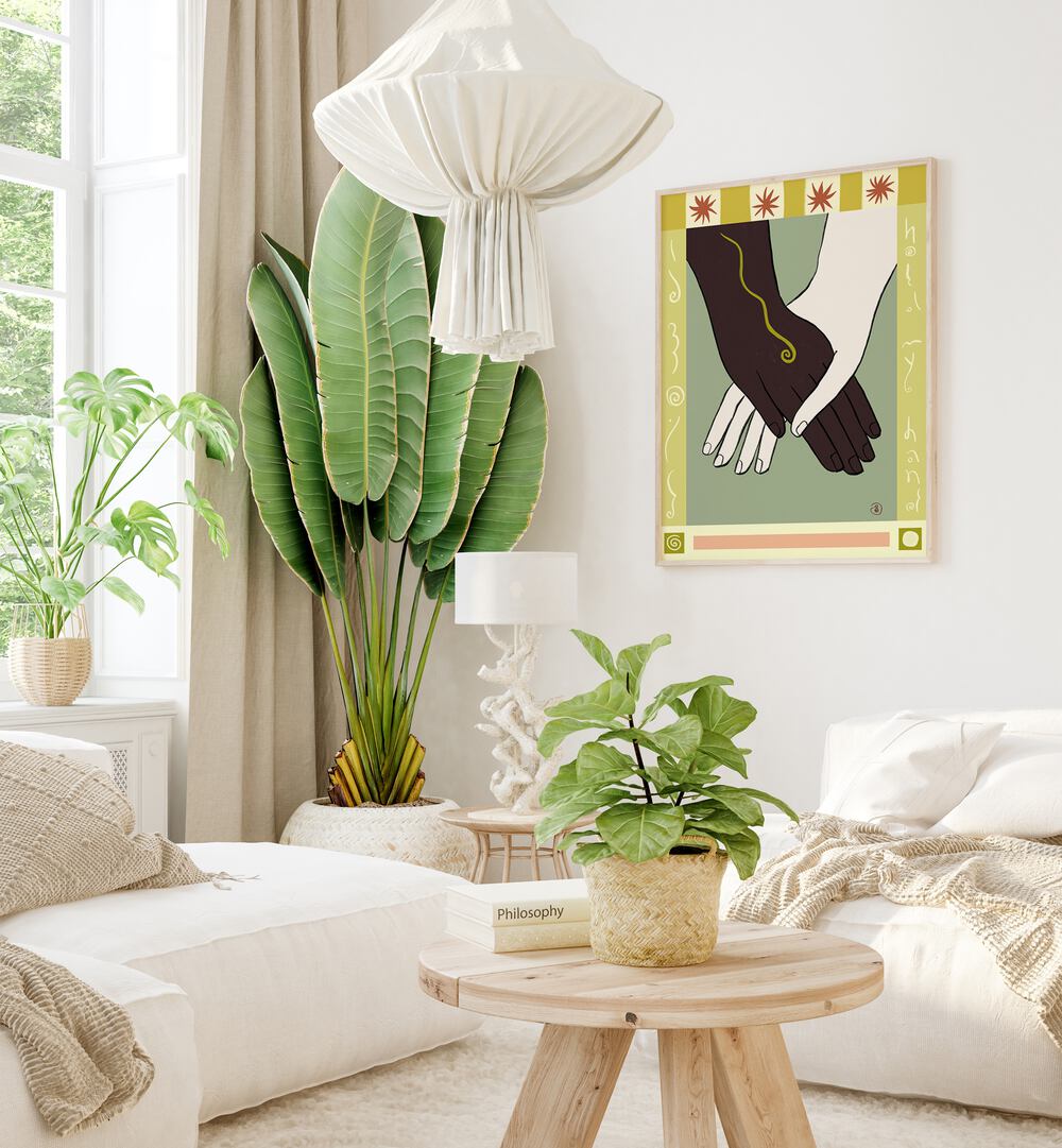 Enhance your space with HOLDING HANDS II, VIBRANT art print, celebrating love and connection in vivid colors.
