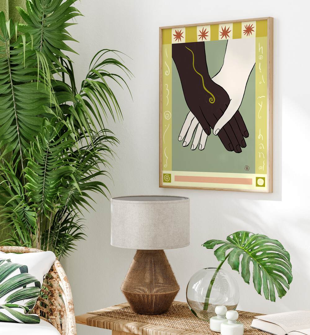 Transform your space with HOLDING HANDS II, VIBRANT art print, celebrating love and connection in vivid colors.