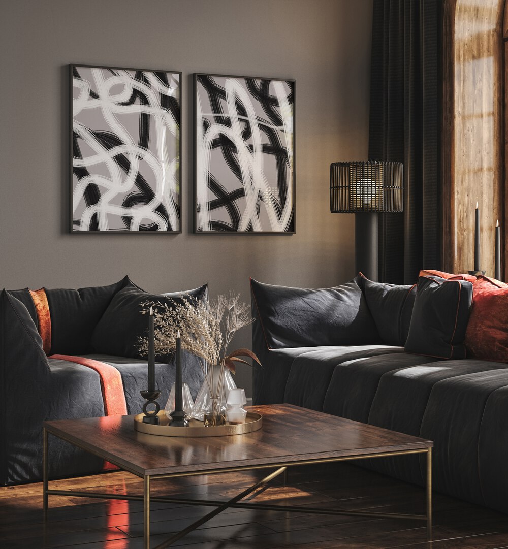 Transform your space with the HOLD ME CLOSE SET, SET OF 2 PAINTINGS, featuring stylish abstract designs.