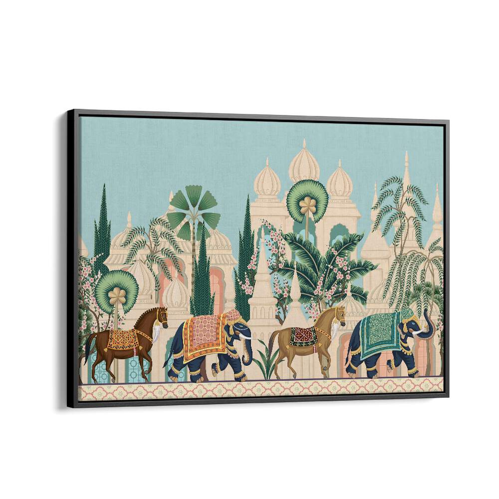 Stunning HORSE AND ELEPHANT ROYAL PROCESSION, INDIAN ART PAINTINGS showcasing India's rich royal heritage.
