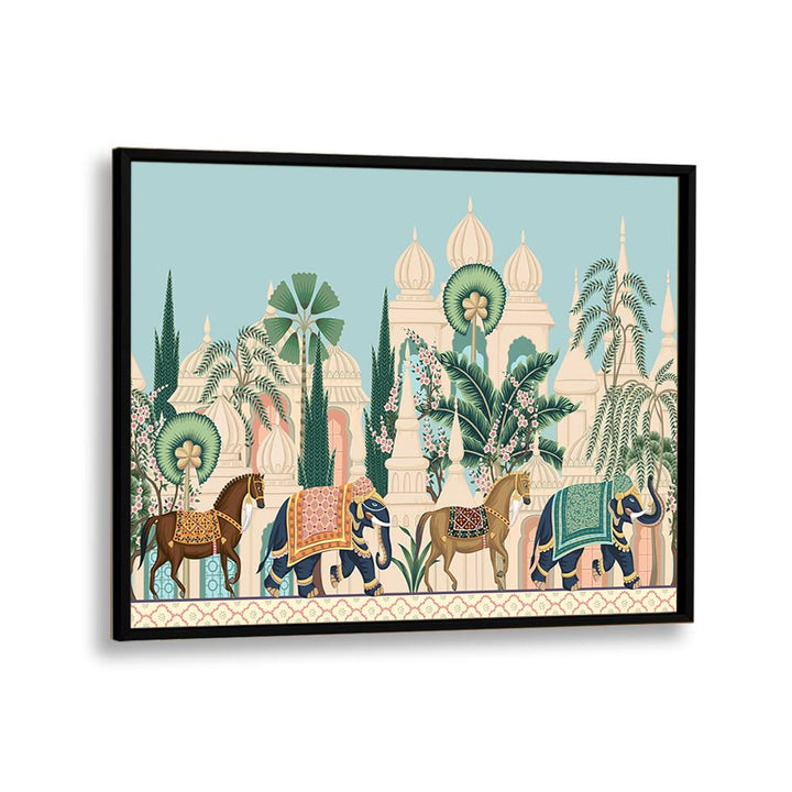 Capture the elegance of Indian heritage with the HORSE AND ELEPHANT ROYAL PROCESSION, INDIAN ART PAINTINGS.