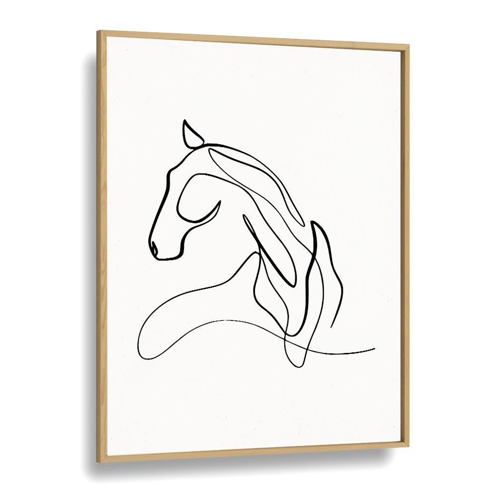 Elegant HORSE AT REST, LINE ART PAINTINGS showcasing a serene horse in minimalist design, perfect for any decor.