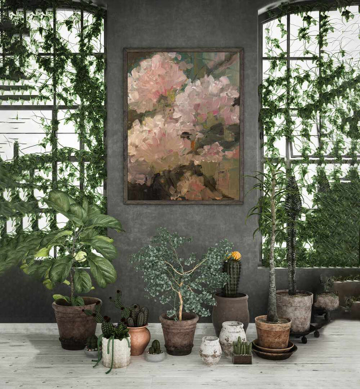 Stunning HORTENSIA ROSA, FLORAL FLOWER PAINTINGS brighten any space with their ethereal beauty and abstract brushstrokes.