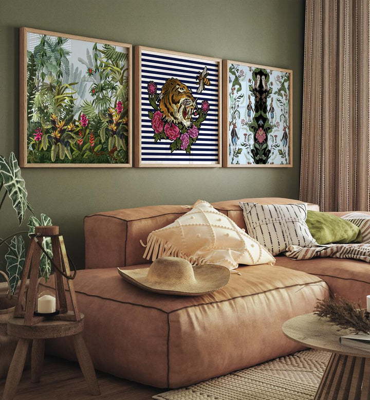 Enhance your decor with the HAKUNA MATATA SET, SET OF 3 PAINTINGS, perfect for a vibrant and joyful living space.