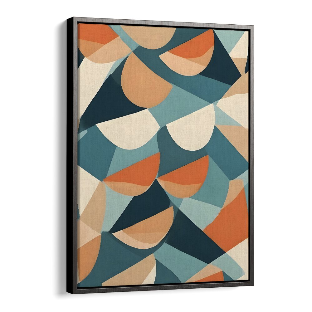 Transform your space with HALF CUT, ABSTRACT PAINTINGS by Uma Gokhale, showcasing modern geometric art in vibrant colors.