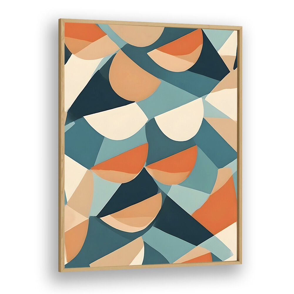 Transform your space with HALF CUT, ABSTRACT PAINTINGS by Uma Gokhale, showcasing vibrant geometric designs.
