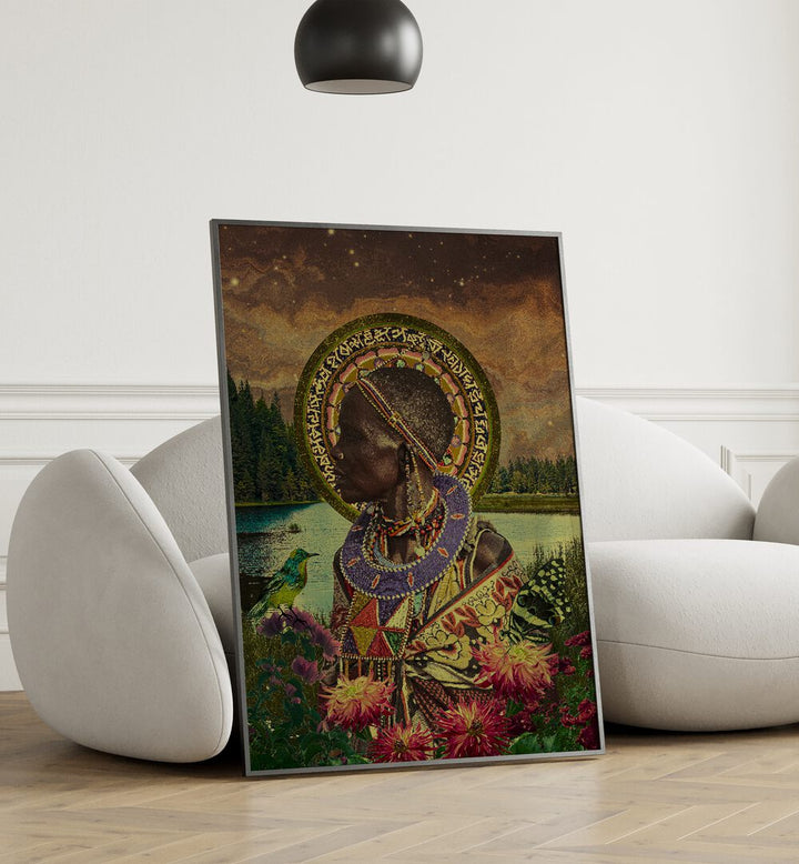 Stunning HALO, AFRICAN ART PAINTINGS by Cosmo Zach, showcasing vibrant surrealism and rich cultural depth.