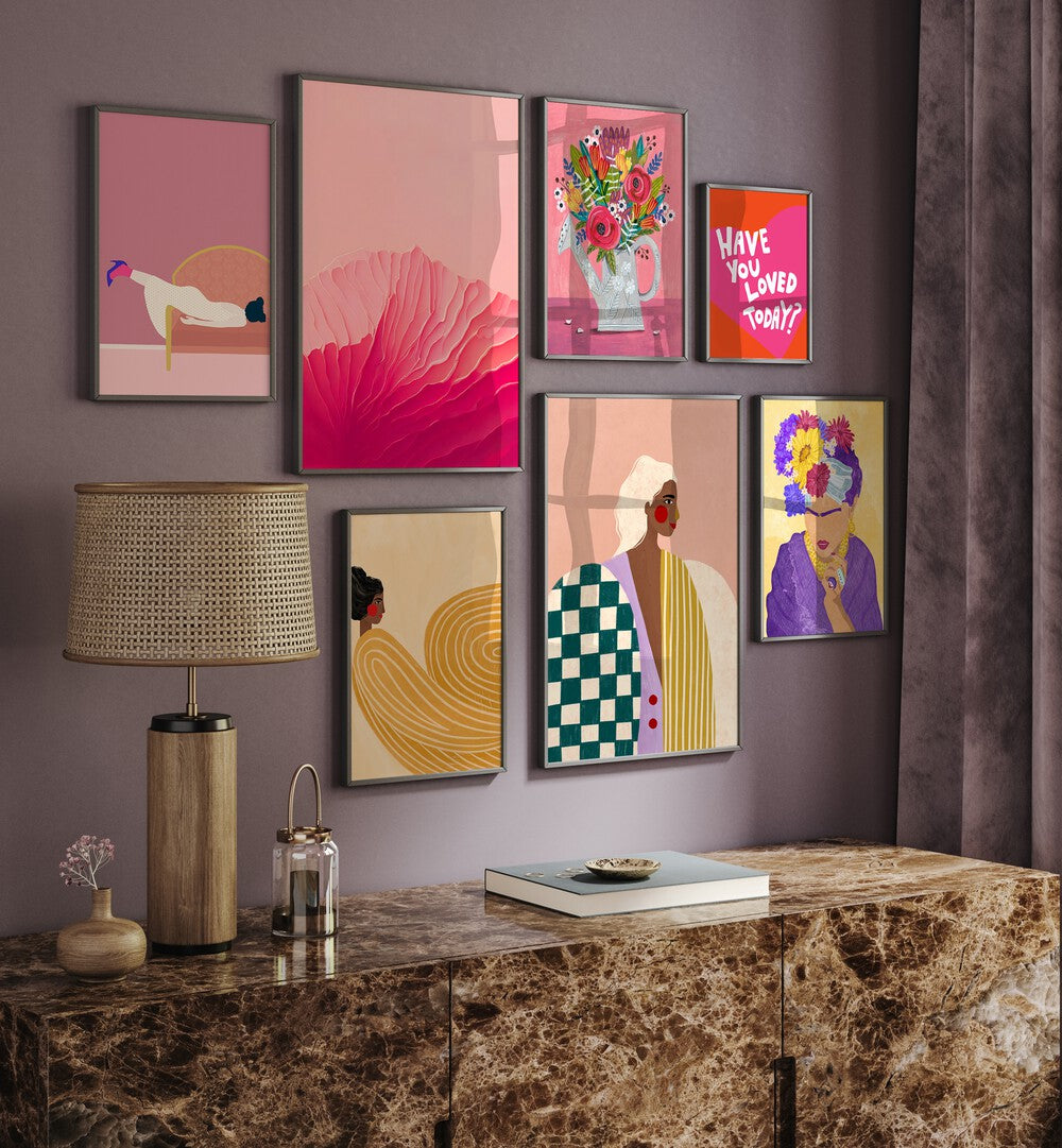 Vibrant HAVE YOU LOVED IT GALLERY WALL showcasing eclectic art prints, perfect for enhancing your gallery walls.