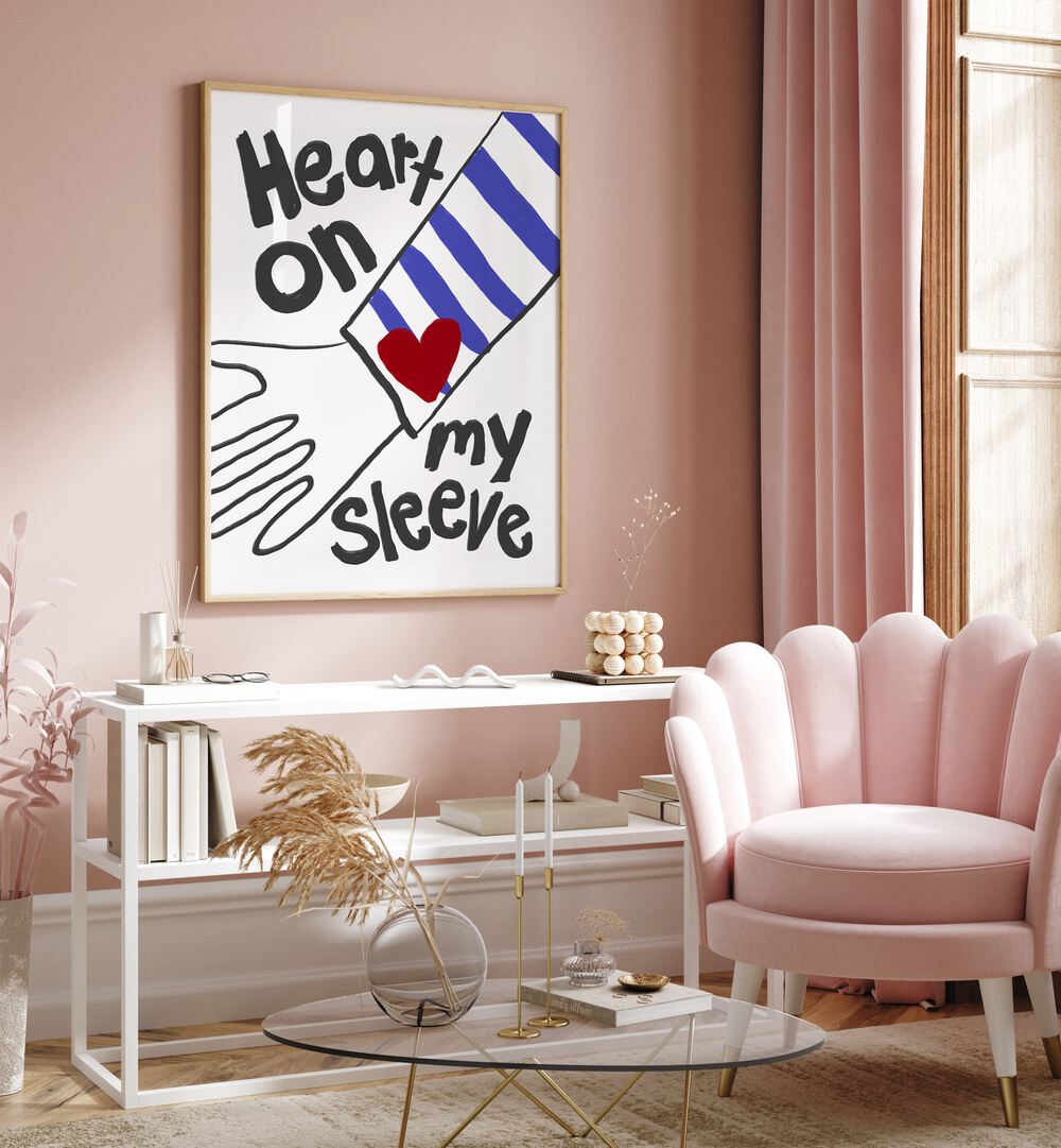 Stylish HEART ON MY SLEEVE, QUOTES poster by Athene Fritsch, perfect for uplifting any space with positivity.