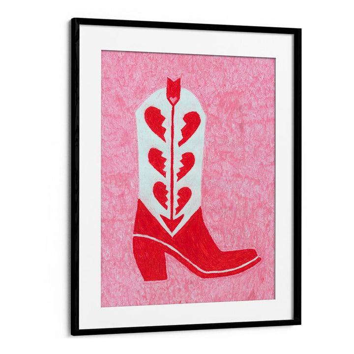 Stylish HEARTBREAK HEELS fashion poster in a black frame, perfect for modern trendsetters and chic decor.