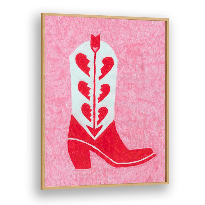Stylish HEARTBREAK HEELS fashion poster in a wooden frame, perfect for accentuating modern decor and personal flair.