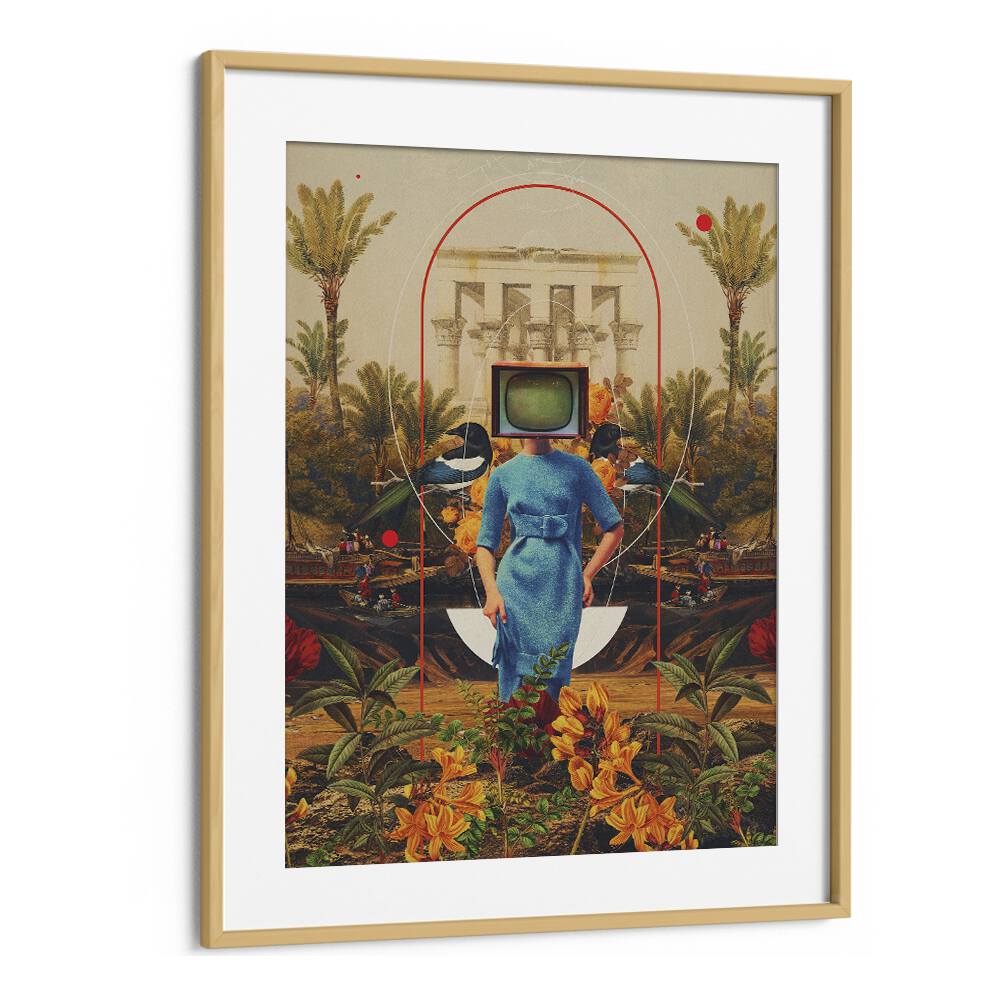 Stunning "HER ASYMMETRIES , SURREAL ART PRINTS" by Frank Moth, framed in oak, showcasing surreal creativity.