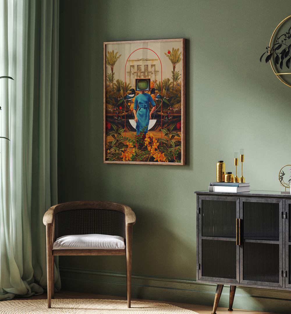 Her Asymmetries, Surreal Art Prints by Frank Moth, featuring vibrant colors and imaginative themes for your decor.