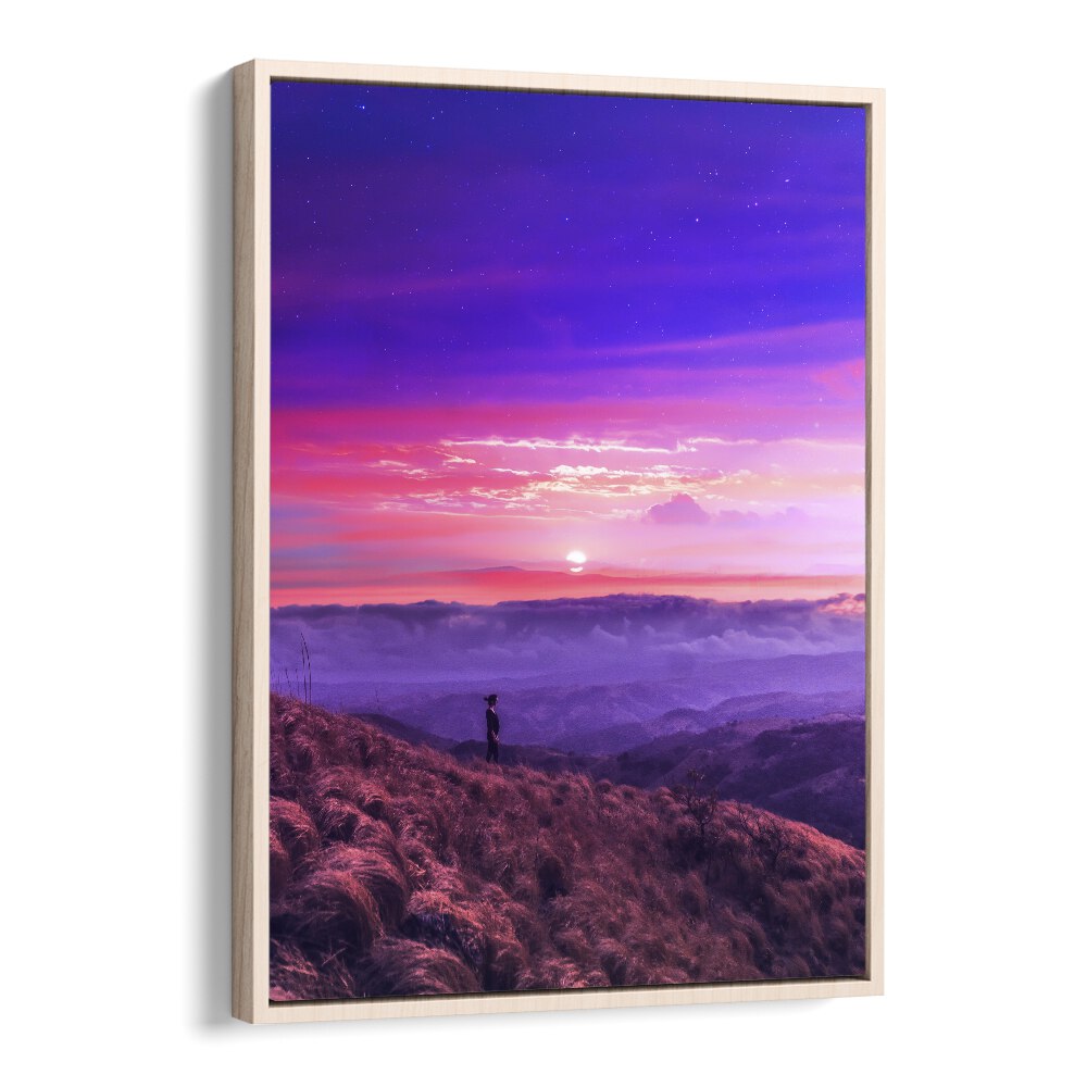 Surreal sunset landscape for the HIKE BY, SURREAL ART PRINTS collection by Ritvik Takkar, enhancing your space beautifully.