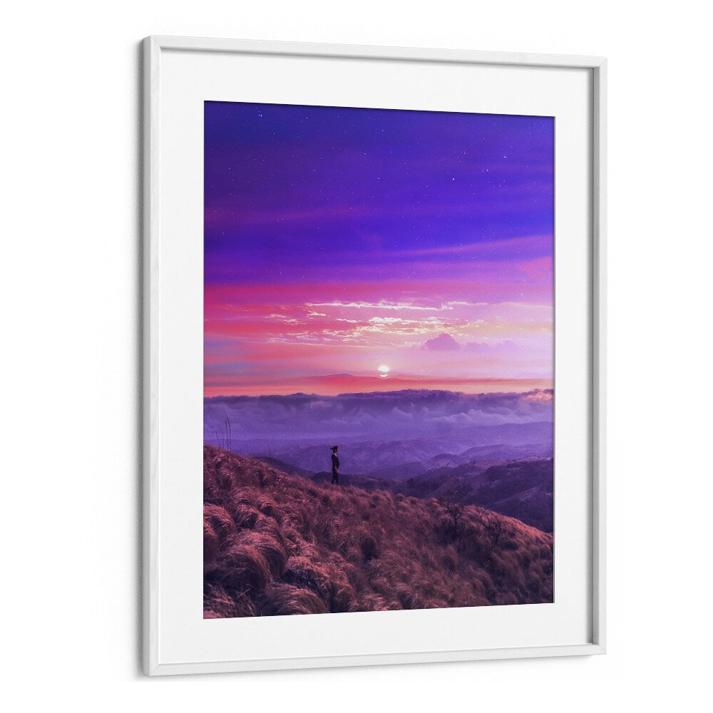 Elevate your space with HIKE BY, SURREAL ART PRINTS featuring stunning landscapes by Ritvik Takkar in vibrant colors.