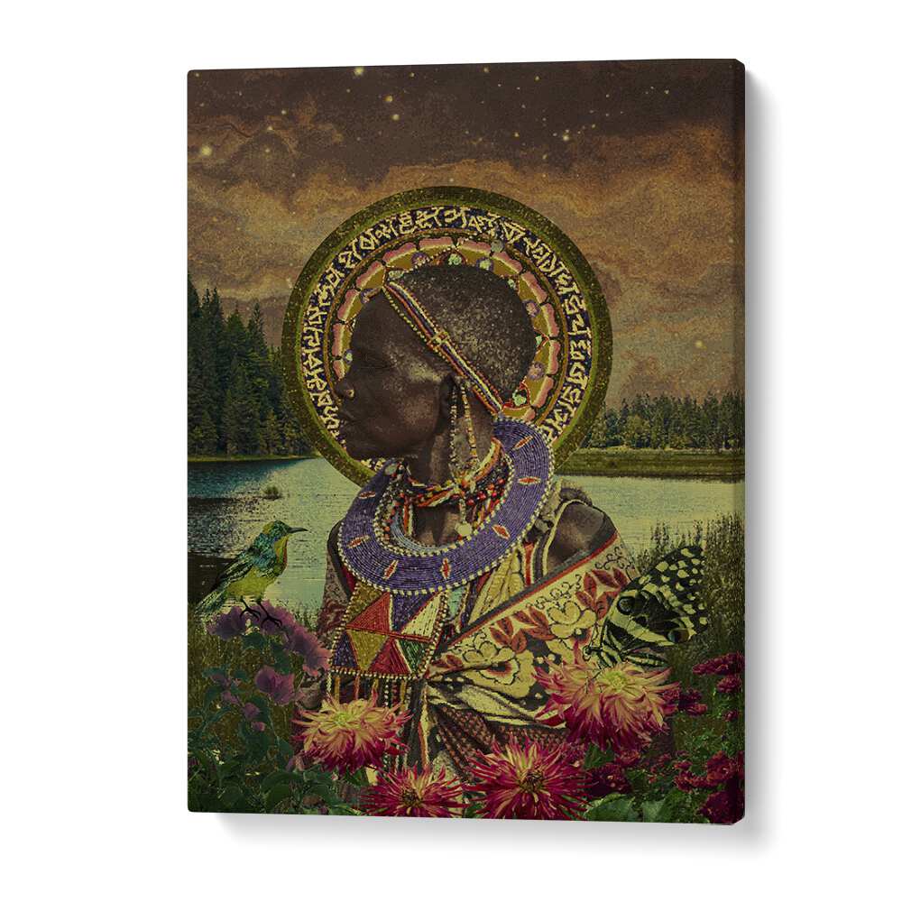 Stunning HALO, AFRICAN ART PAINTINGS by Cosmo Zach, blending surrealism with vibrant cultural themes for your home.