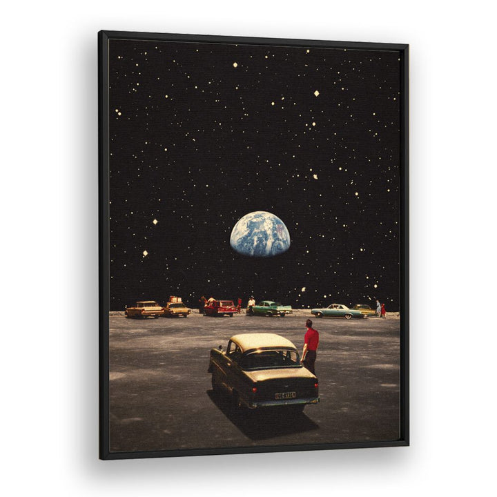 Transform your home with HOME SPACE, SURREAL ART PRINTS showcasing a cosmic scene in a sleek black frame by Taudalpoi.