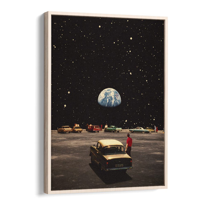 Elevate your decor with HOME SPACE, SURREAL ART PRINTS featuring a cosmic scene in a stylish floater frame.