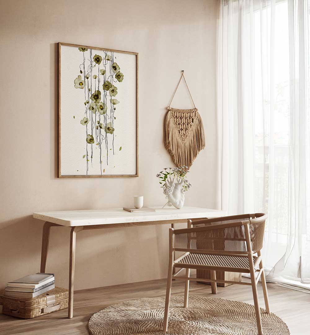 HORIZONTAL GREENERY , FLORAL FLOWER PAINTINGS