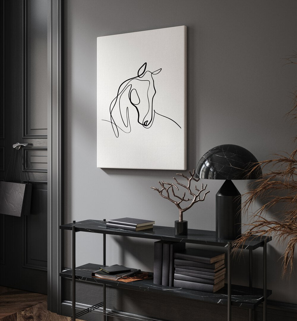 Elegant HORSING AROUND, LINE ART PAINTINGS enhance your space with minimalist charm and artistic simplicity.