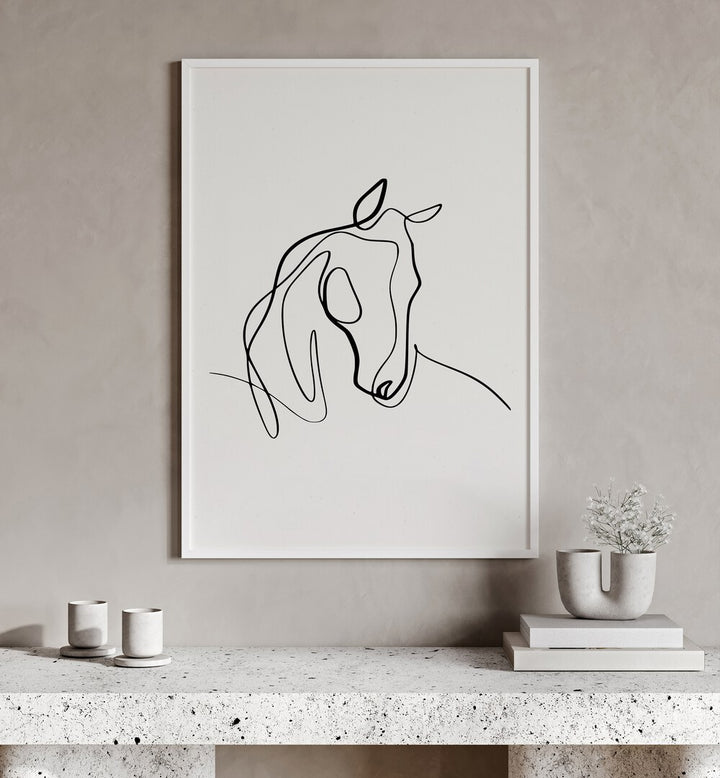 Elegant HORSING AROUND, LINE ART PAINTINGS add minimalist charm to any space, enhancing your home decor effortlessly.