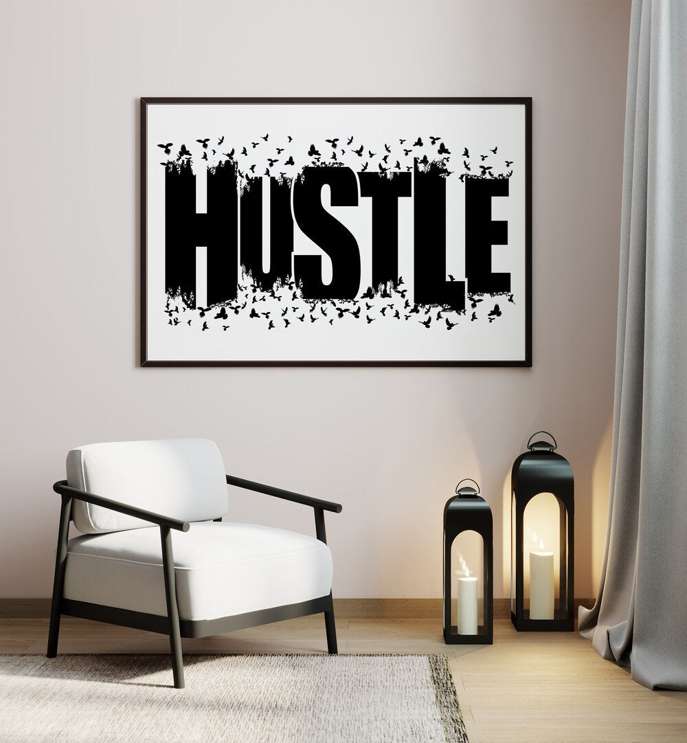 HUSTLE FOR FREEDOM, QUOTES poster showcasing bold design for motivation and inspiration in any space.
