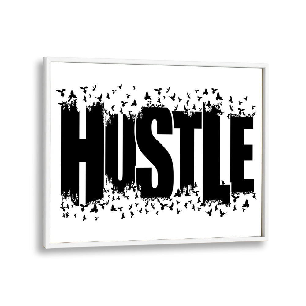 HUSTLE FOR FREEDOM quotes poster in a white frame, perfect for inspiring motivation in any space.