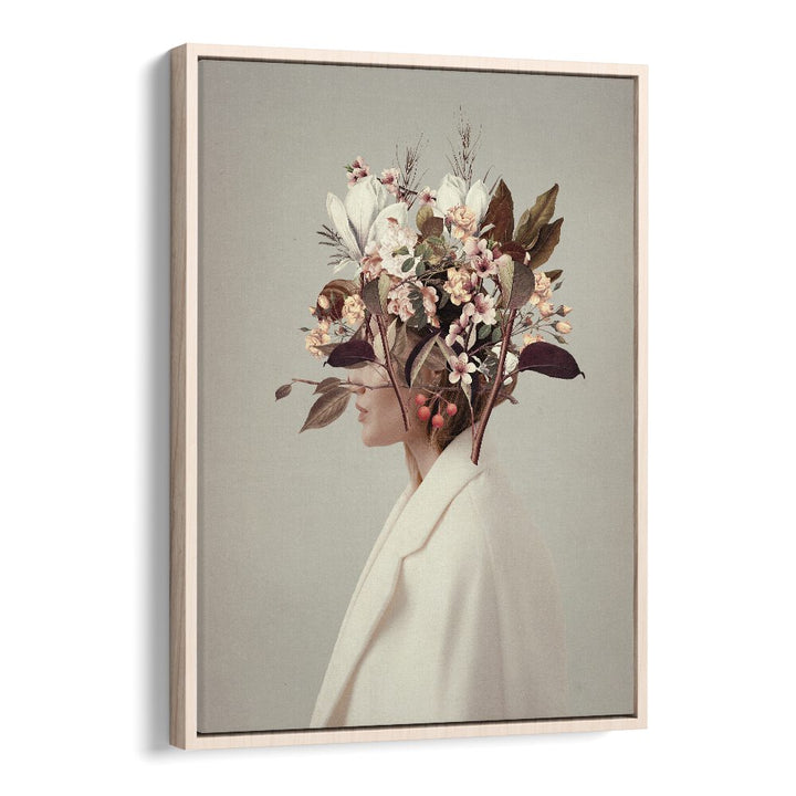 Stunning surreal art print "I FELL IN LOVE," featuring floral elements, by Frank Moth. Perfect for autumn decor.