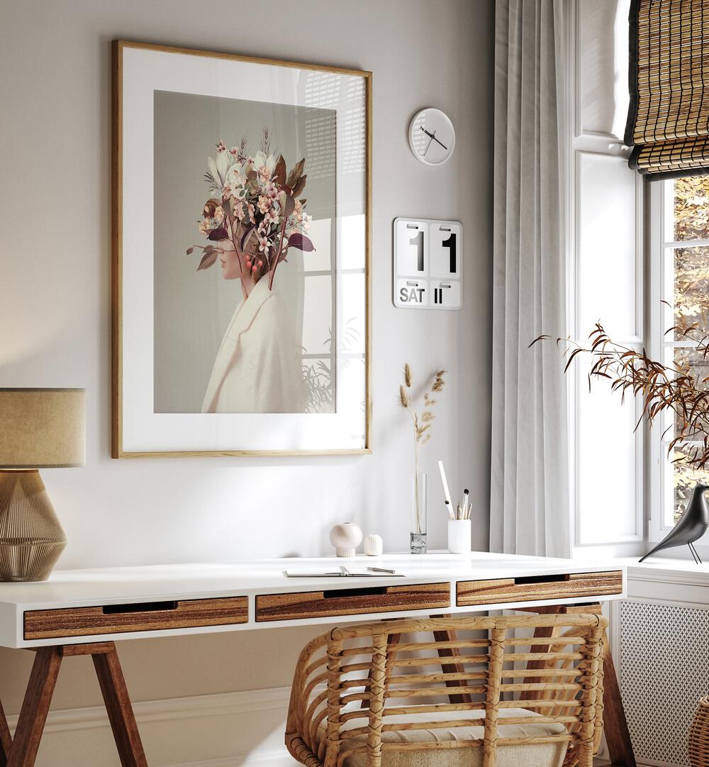 Stunning "I FELL IN LOVE, SURREAL ART PRINTS" featuring a floral portrait by Frank Moth, perfect for autumn decor.