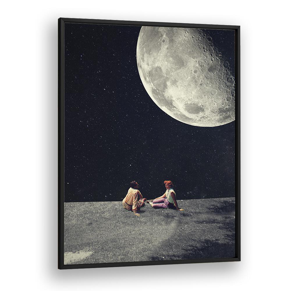 Surreal art print "MOON FOR A SMILE, FANTASY" by Frank Moth, capturing a magical moment under the moonlight.