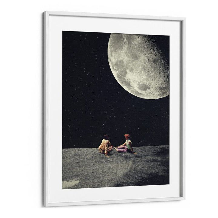 Surreal art print "MOON FOR A SMILE , FANTASY" by Frank Moth captures a dreamy night under a magnificent moon.