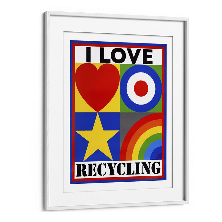 Colorful framed poster featuring "I LOVE RECYCLING, QUOTES" to inspire eco-conscious living. Perfect for any space!