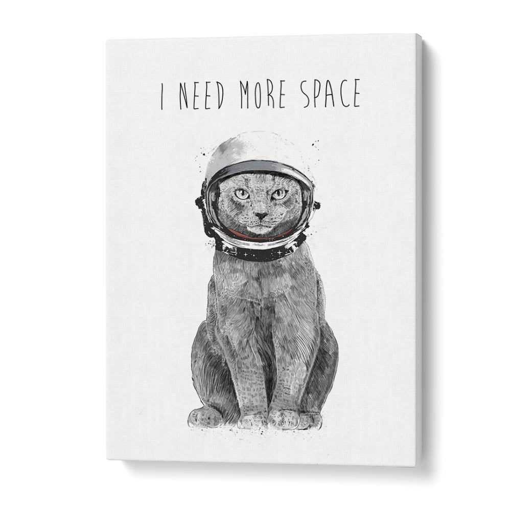 Whimsical cat in an astronaut helmet with "I Need More Space" text, perfect for I NEED MORE SPACE, FANTASY decor.