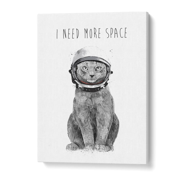 Whimsical cat in an astronaut helmet with "I Need More Space" text, perfect for I NEED MORE SPACE, FANTASY decor.