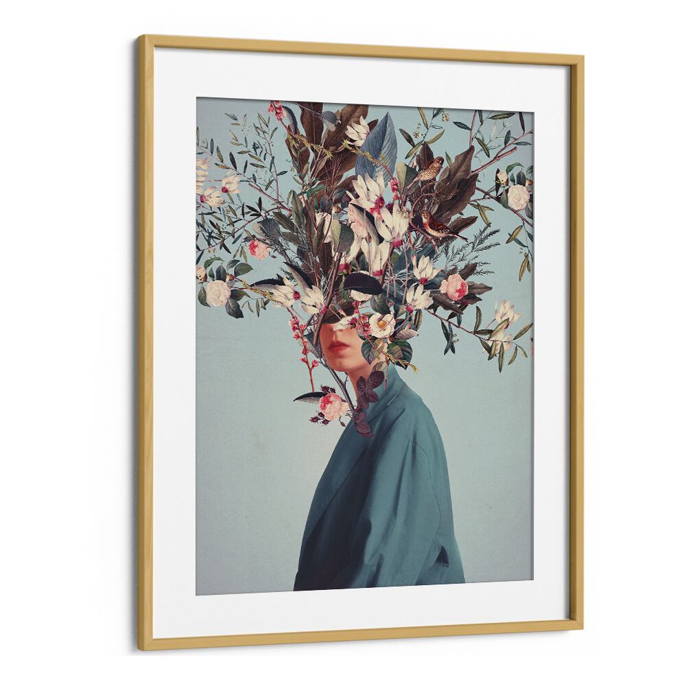 Surreal art print "I WAS HIDDEN BUT YOU SAW ME" by Frank Moth, framed in oak, adds elegance to any space.