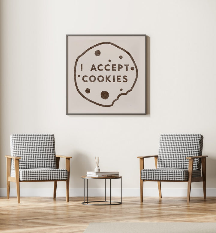 Transform your space with Florent Bodart's I ACCEPT COOKIES, QUOTES typography art print, adding humor and style.