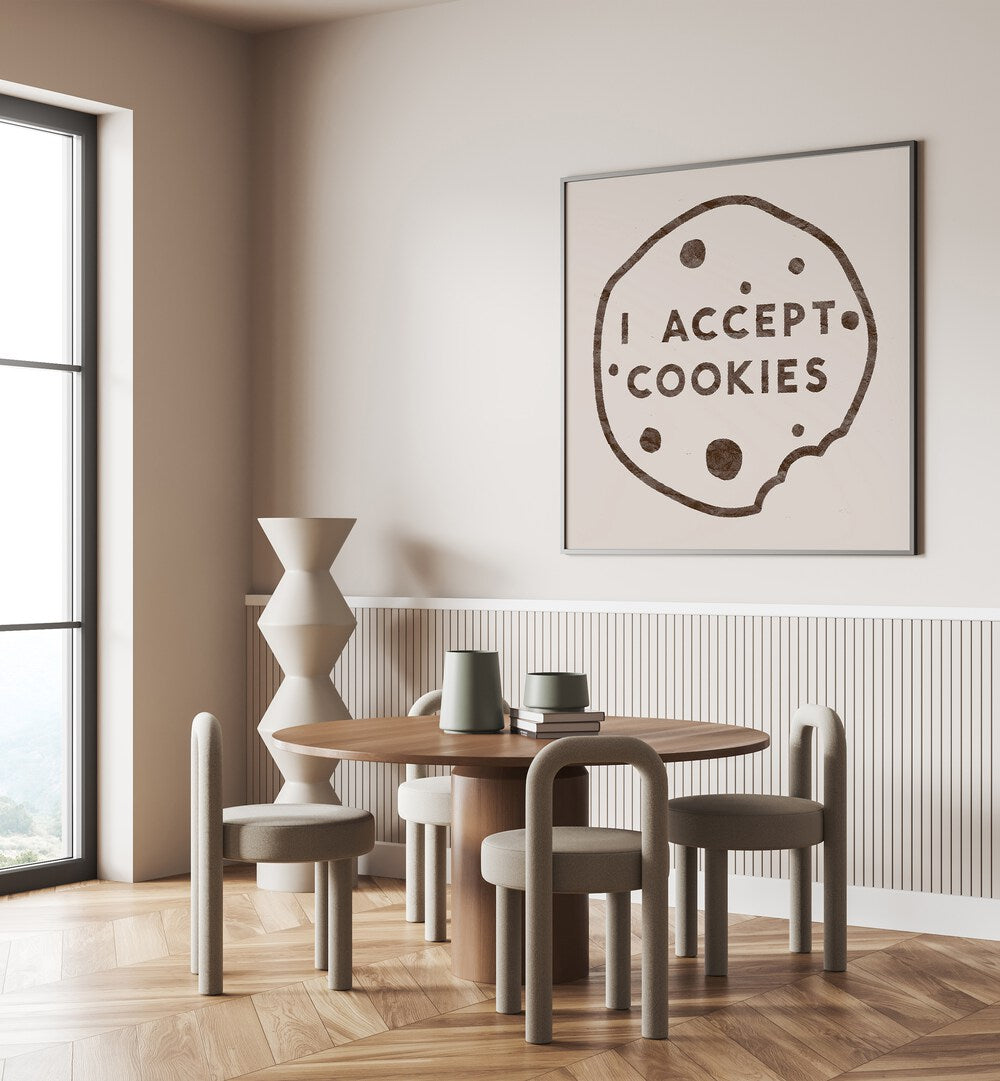Stylish "I ACCEPT COOKIES, QUOTES" typography art print by Florent Bodart, perfect for enhancing any living space.