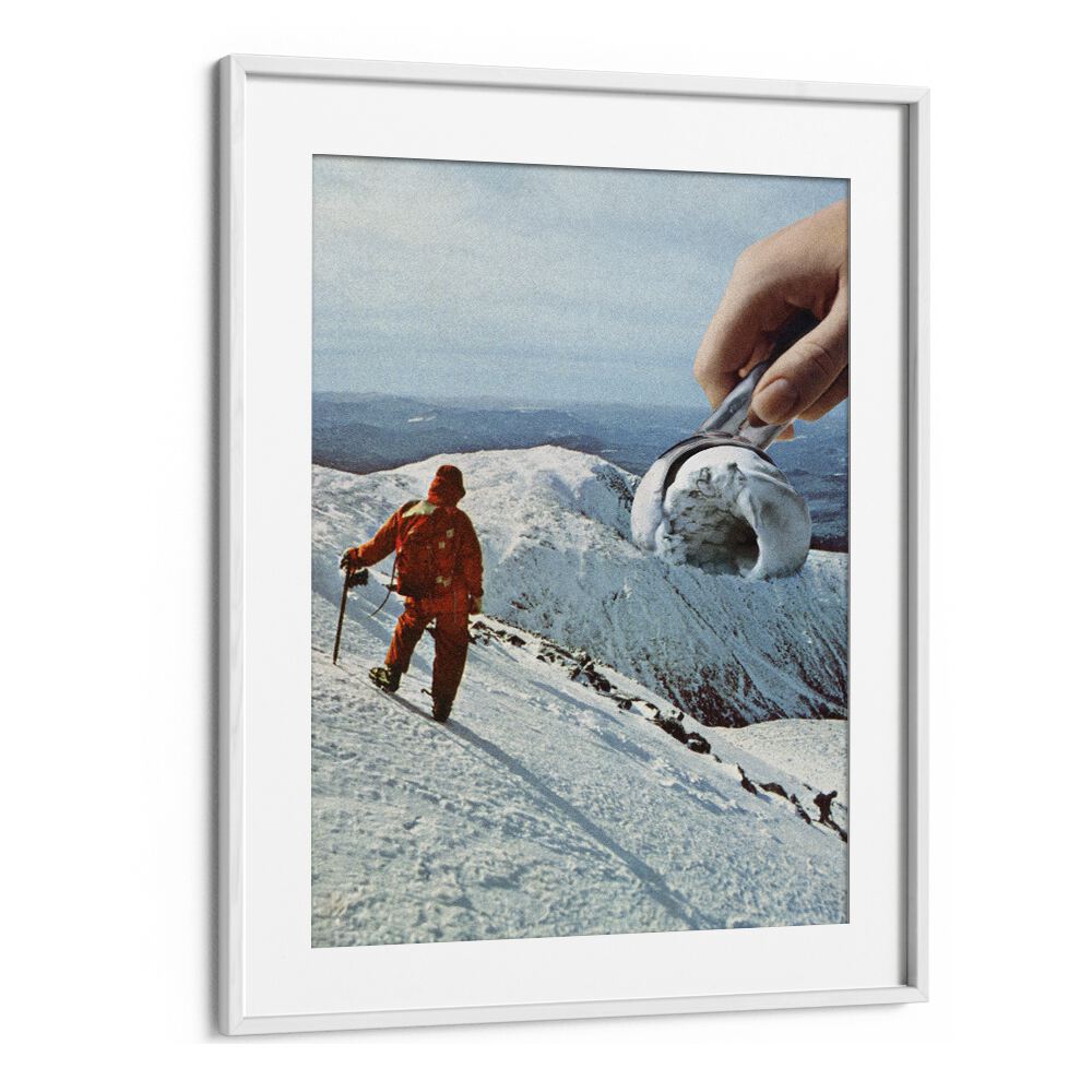 Surreal art print "Ice Cream Mountain" by Vertigo Artography, blending adventure and whimsy in vibrant colors.
