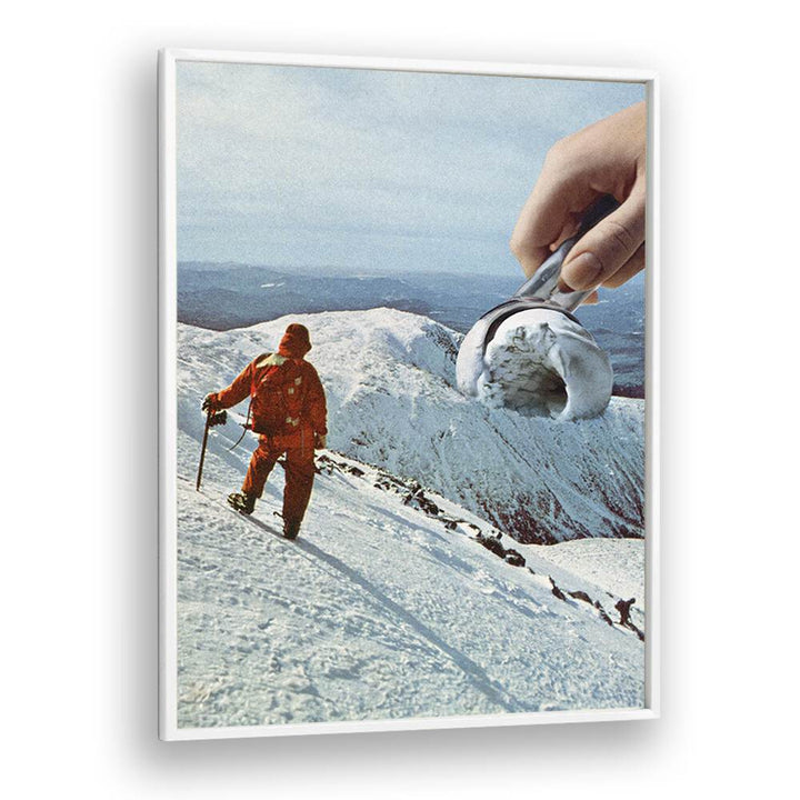 Surreal art print "Ice Cream Mountain" by Vertigo Artography features a whimsical snowy landscape.