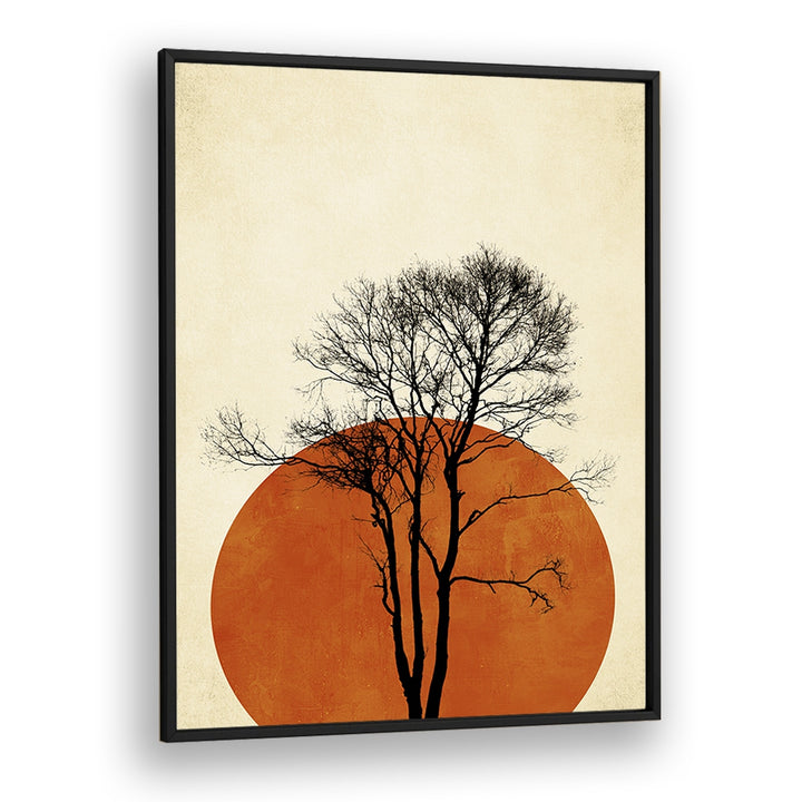 Serene landscape painting, "In the Wilderness," featuring a silhouetted tree at Asianmon. Perfect for nature lovers.