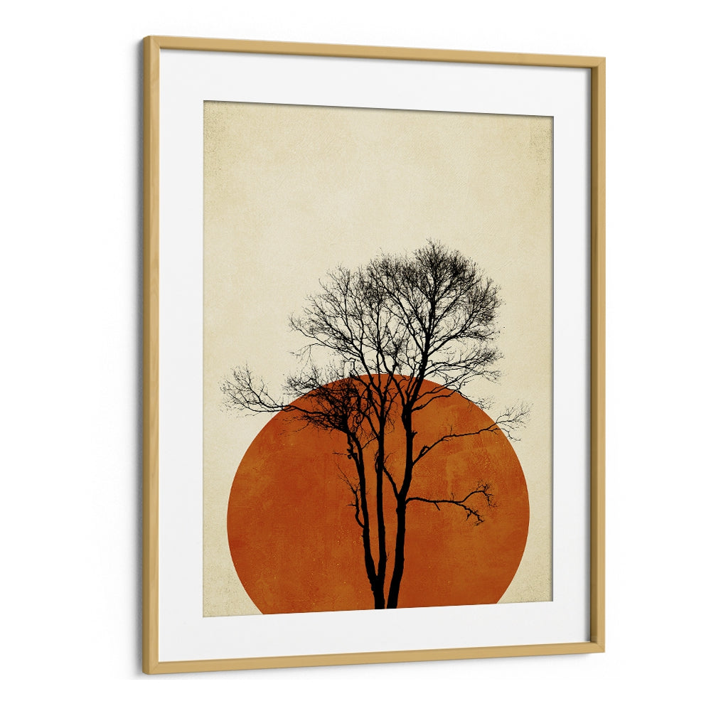 Solitary tree silhouette against a warm backdrop, perfect for your decor. Explore "In the Wilderness, Landscape Paintings" at Asianmon.