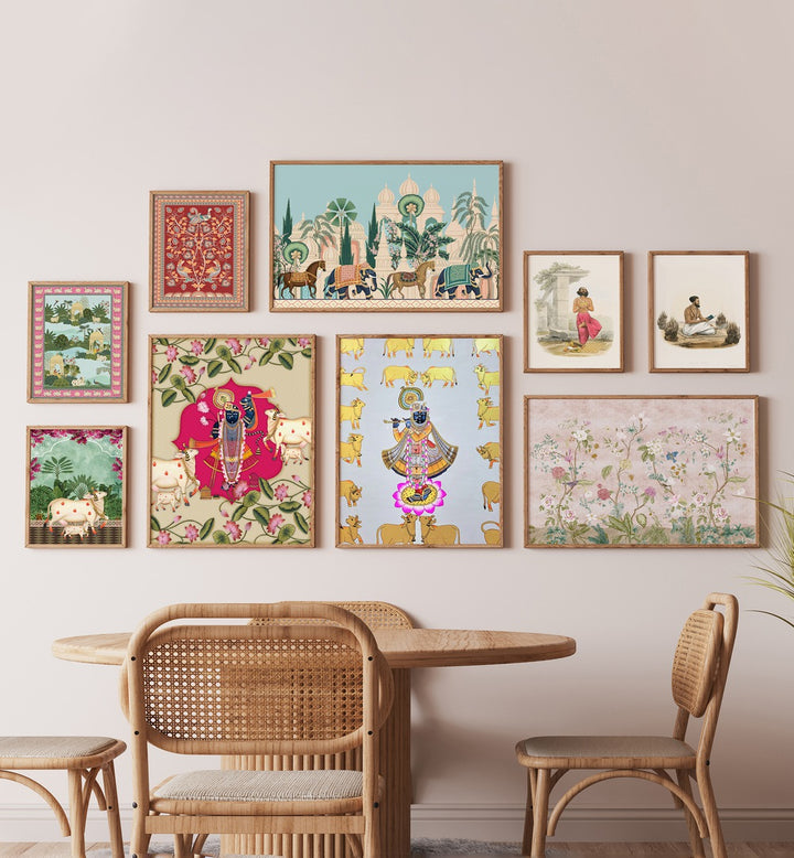 Stunning INDIAN ART GALLERY WALL featuring framed prints, perfect for enhancing your space with soulful art from Asian Monk.